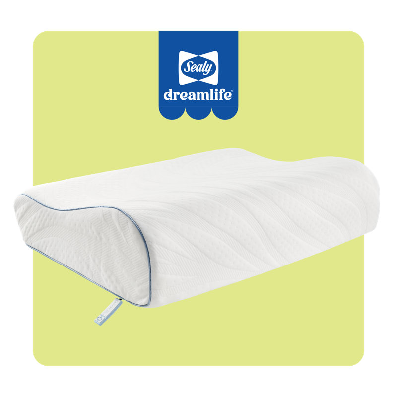 White Contour Memory Foam Pillow with Cooling Cover