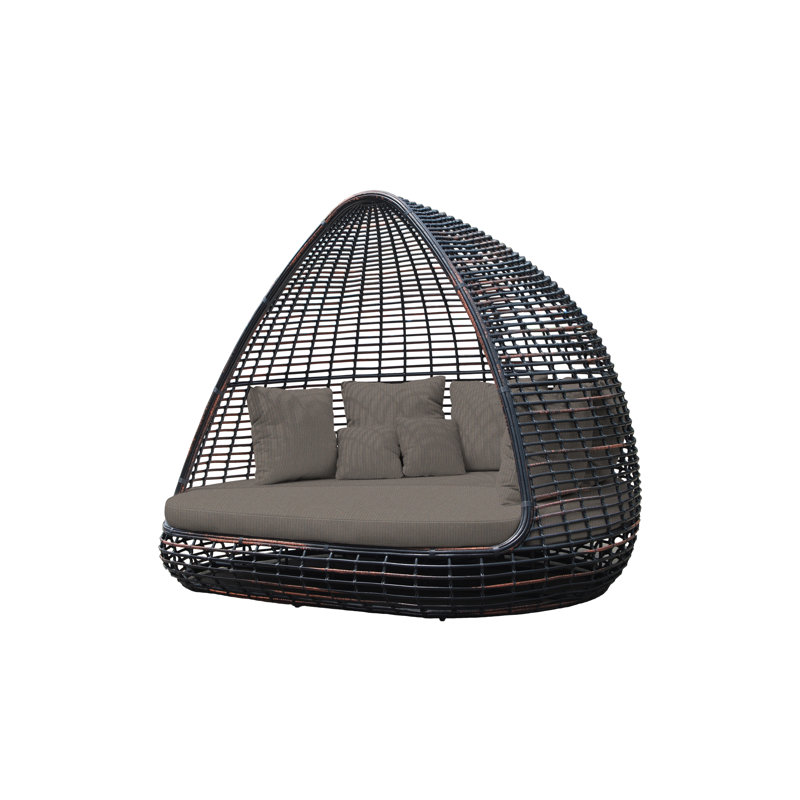 Outdoor - Seat Patio Daybed, Black Mushroom, Spectrum Graphite Sunbrella® Plainweave