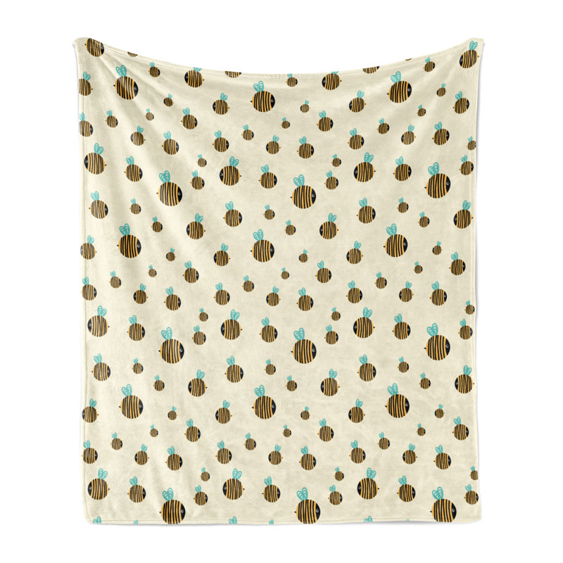 Ambesonne Bee Fleece Throw Blanket Flying Bumblebees, 50" W x 70" L