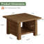 Table basse 31,5 "en bois massif avec tablette de rangement, table centrale carrée pour le salon, le bureau, facile à assembler