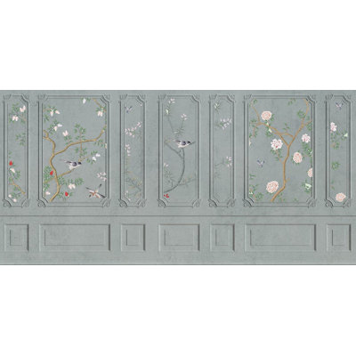 Panneau mural oiseau vert sauge