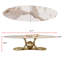 Table basse moderne avec base en acier inoxydable et plateau en faux marbre