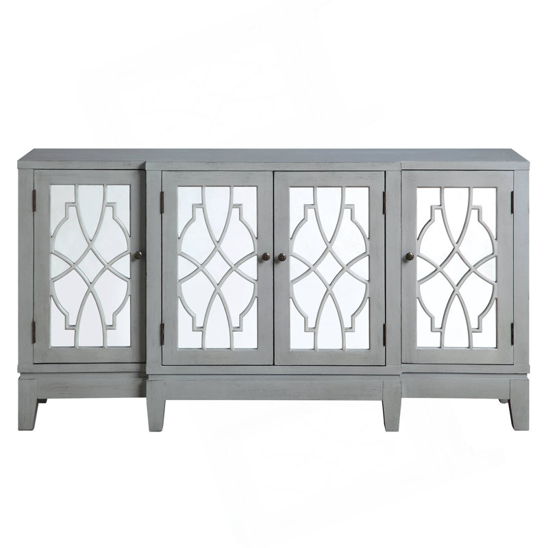 Antique Gray Finish Console Cabinet