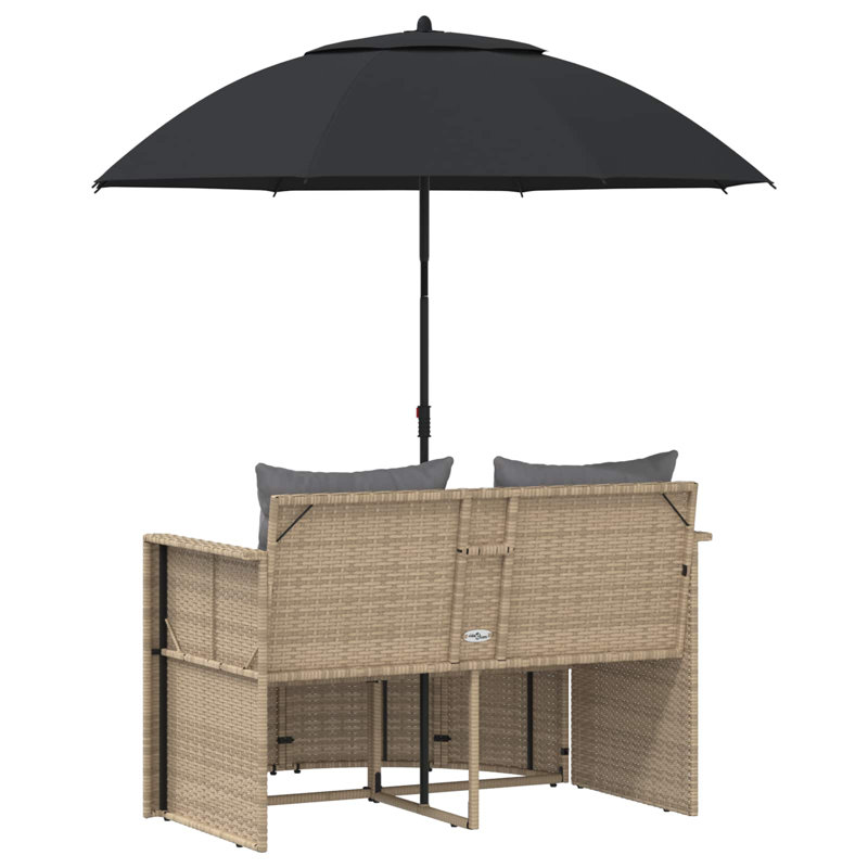  Canapé de jardin avec coussin 8 pièces en rotin de polyester beige et gris clair, Gris clair, Beige