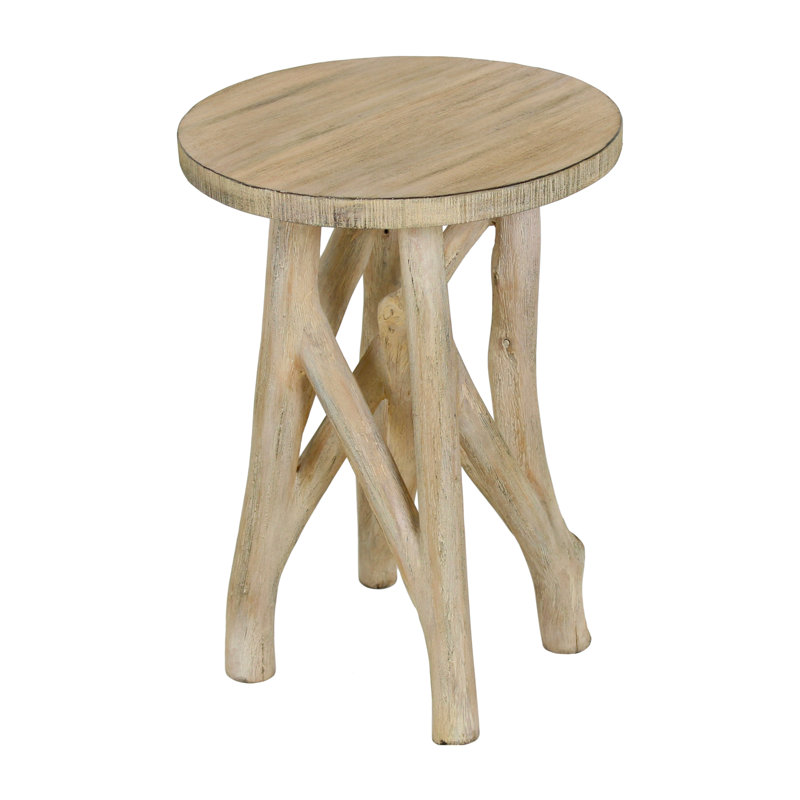 Markkus Round Twig Base Side Table, Beige