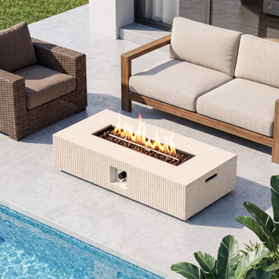 56" Rectangular Concrete Propane Fire Pit Table