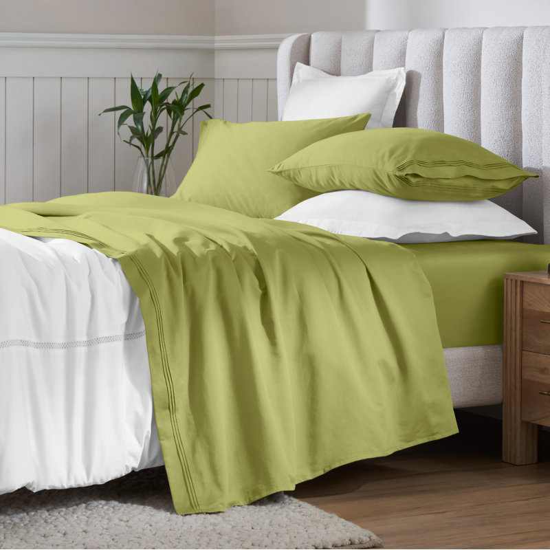 Egyptian Cotton Deep Pocket Solid 650 Thread Count Sheet Set, Twin, Olive Green