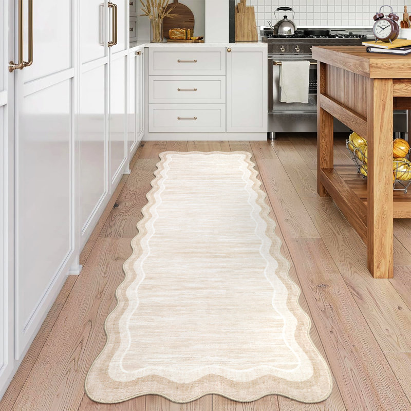 Bordered Design Machine Washable Rug with Rubber Backing for Living Room Modern Non-Slip Dining Room Rug Easy-Cleaning Floor Carpet for Bedroom