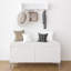Ensemble de tablette de hall d'entrée murale avec crochets et banc de rangement, armoire à chaussures blanche moderne avec coussin et rangement fermé pour couloir, chambre à coucher ou vestibule