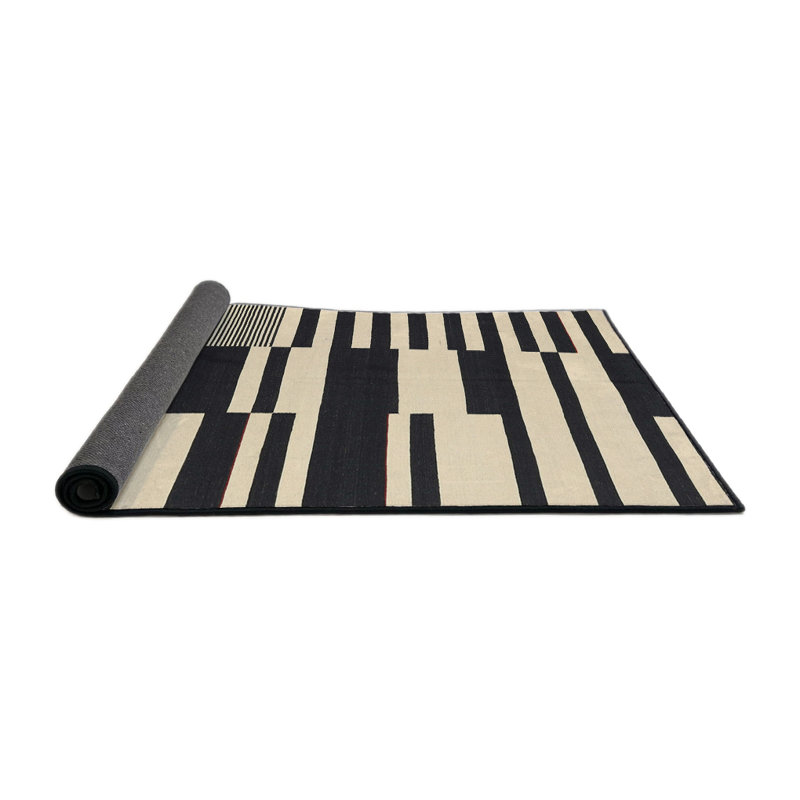 Contemporary Beige/Black Area Rug, Square 5'