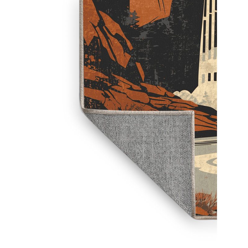 Machine Washable Peksenak Modern Rustic Vintage Look Rug in Gray – Binding, 6' Square