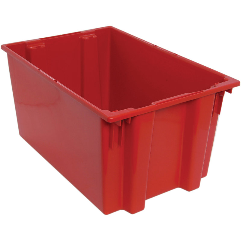 Stack and Nest Tote, heavy duty, 2.00 cu. ft. capacity, polypropylene, (priced per each, 3 each per carton), case of 3, Red