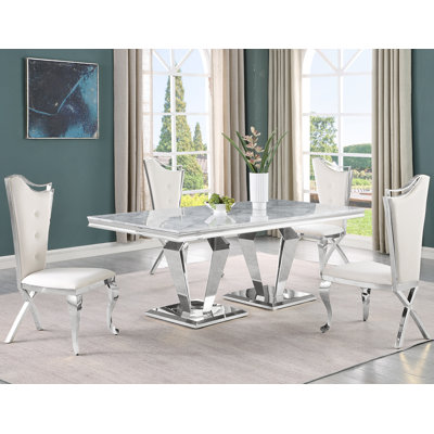 Balsamo 4 - Person Double Pedestal Dining Set