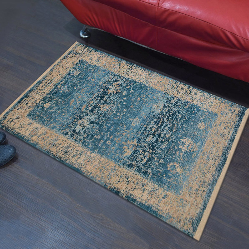 MACHINE MADE POLYESTER AREA RUGS - Rectangle | Blue Color, Classic Oriental Traditional Design, Low Pile Machine Made Area Rugs