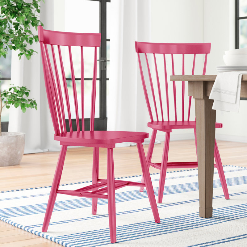 Chaise d'appoint à dossier Windsor en bois massif Matanna, Framboise