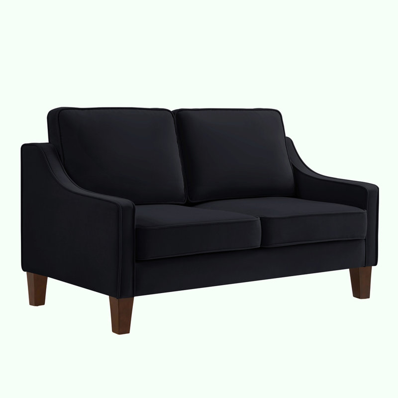 Causeuse moderne en velours, Noir, noir, noir, noir