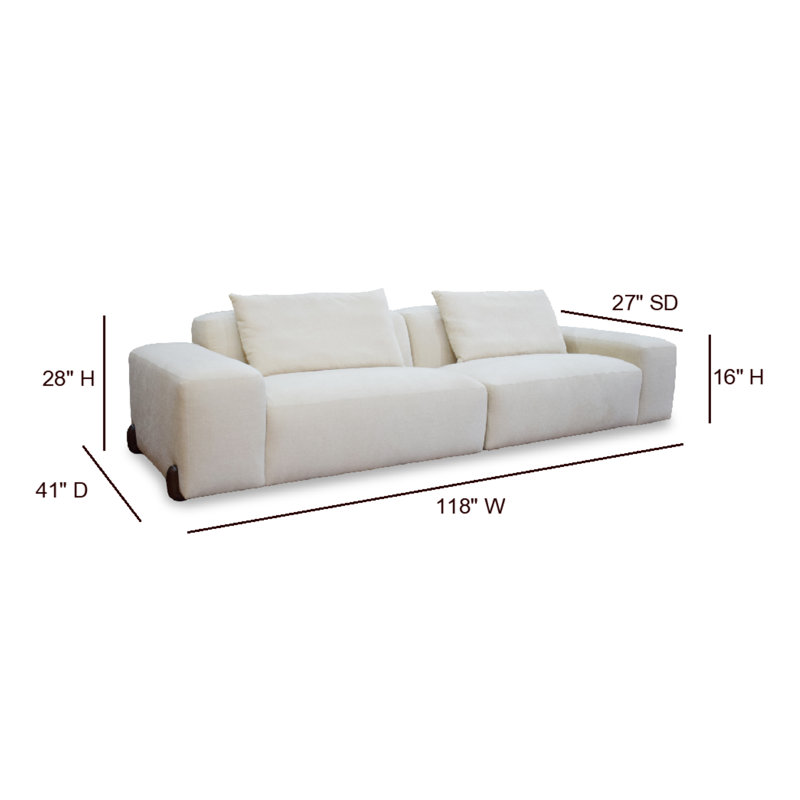 Canapé surdimensionné contemporain à siège profond 118 po Marbella, Crème