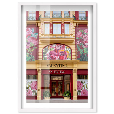 Grand Floral Entrance I Shadowbox Print Fashion Wall Decor by Notoriart, White Frame, 36 x 54