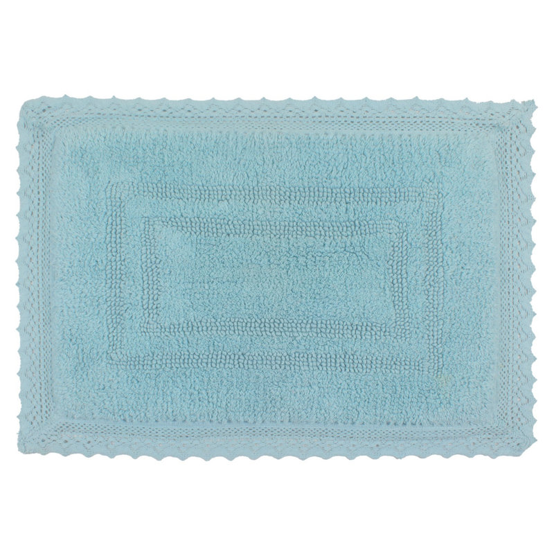 Opulent Absorbent Cotton Soft Bath Rug, Aqua, 17" W x 24" L