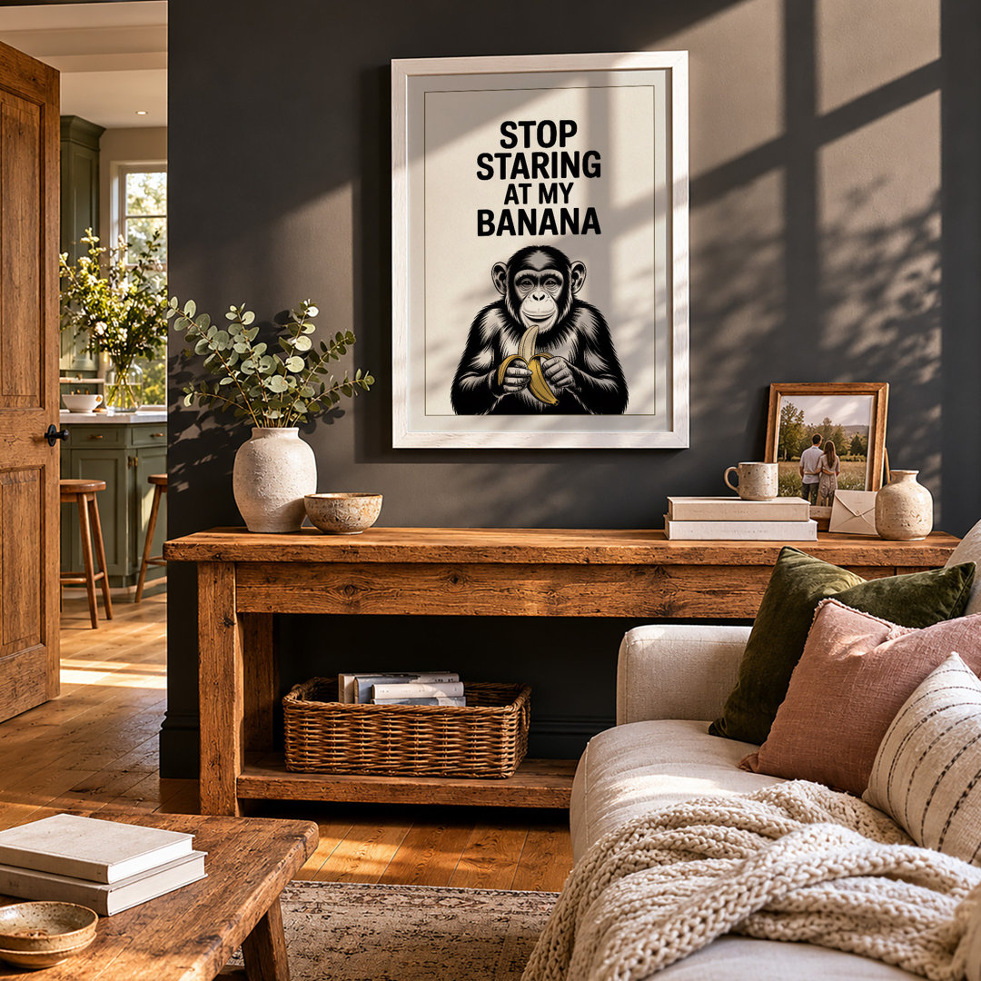 Stop Staring at My Banana Typography - Framed Print