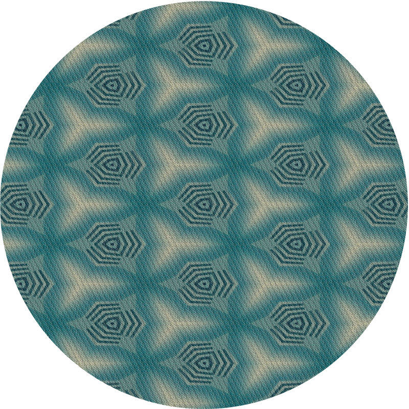 Tapis gris/beige à motifs, Rond 6 pi