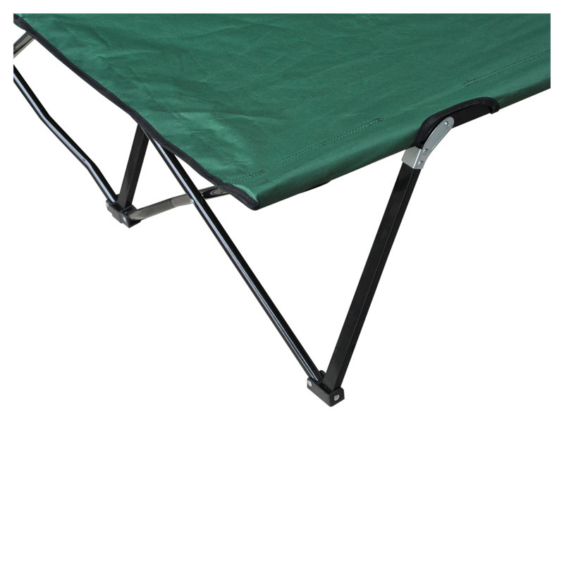 Outsunny 2-Person Folding Camping Cot with Steel Frame, Green