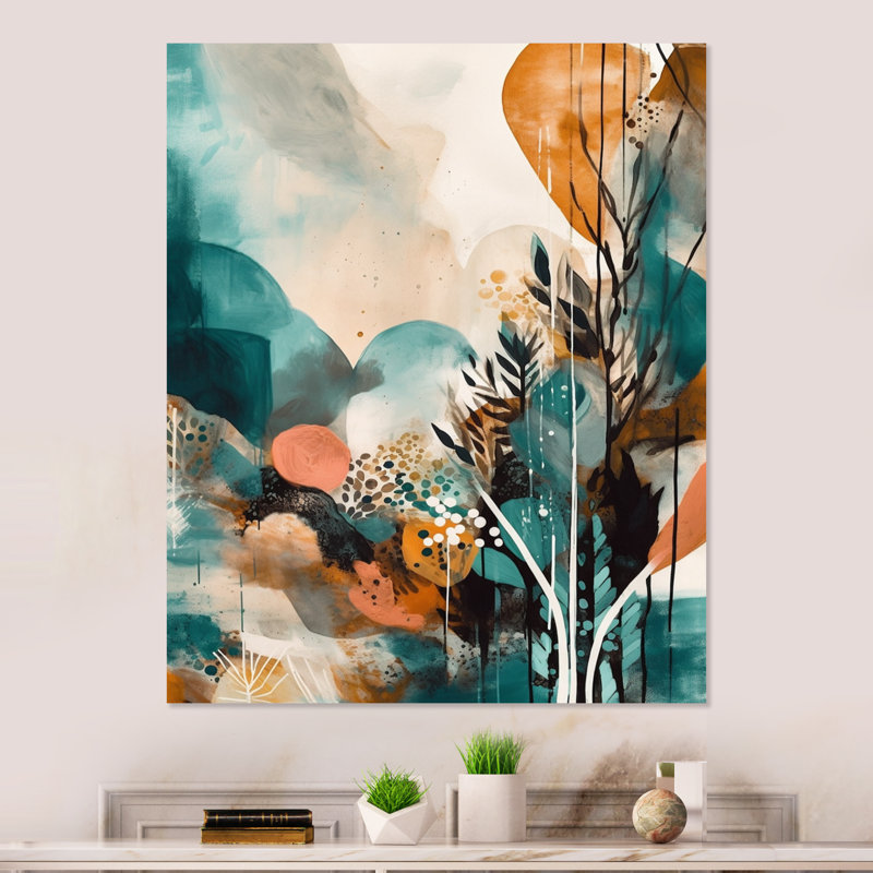 «Green and Cream Visions in Boho», reproduction sans cadre sur métal, H 40 po x l 30 po x P 1 po