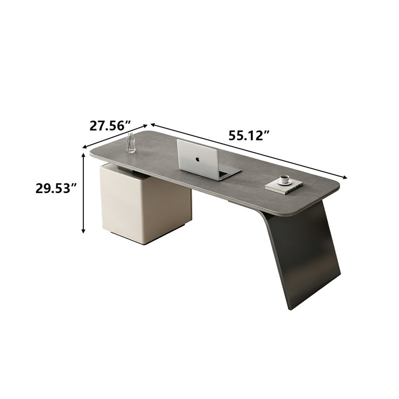 Bureau rectangulaire gris granit 55,12 po italien, 29.53" H x 55.12" W x 27.56" D