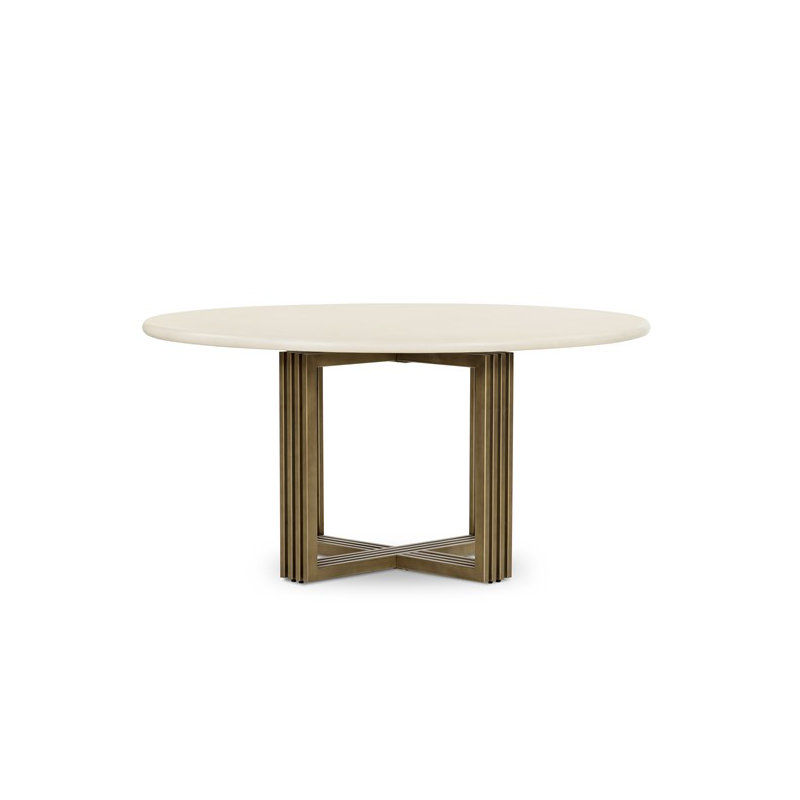 Mia Round Dining Table, Antique Brass