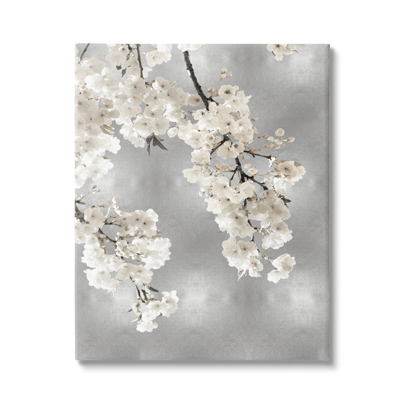 Fleurs de cerisier blanches modernes sur toile, H 48 po x l 36 po x P 1,5 po