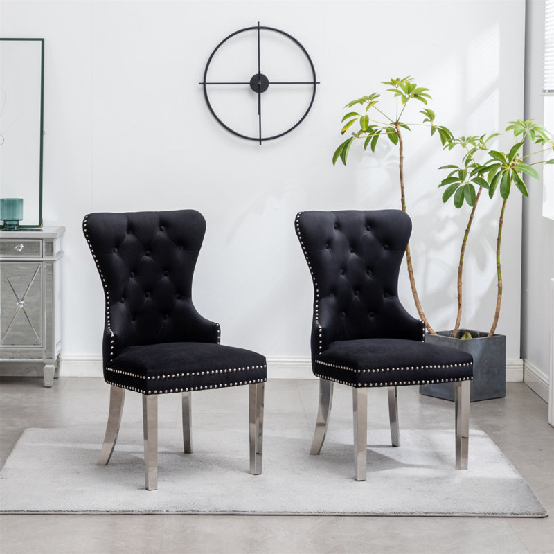 Chaise de salle à manger rembourrée Izzabelle, Noir