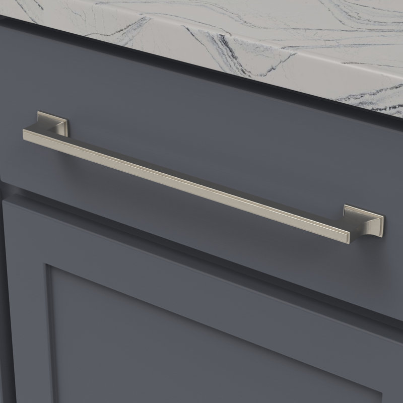 Brownstone Collection Handle Pull - Cabinet Pull - Transitional Hardware for Drawers & Cabinets, 12", Satin Nickel