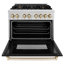 ZLINE Autograph 36 po. Cuisinière à double carburant en acier satiné avec accents noir et or