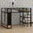 Metal Loft Bed Frame With Wardrobe,Storage Shelves And Pegboard