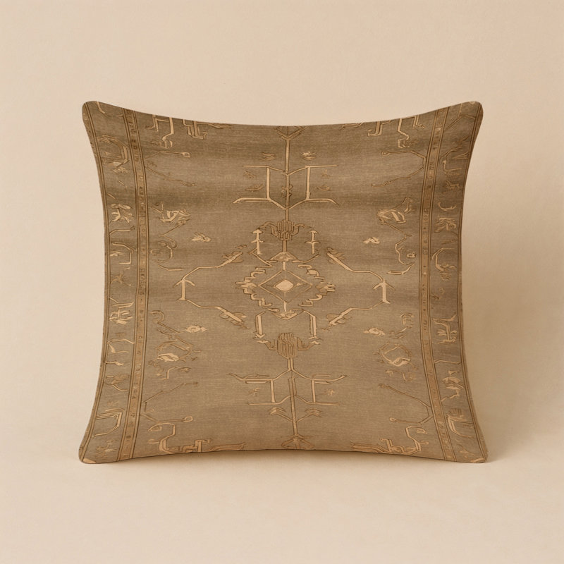 Coussin décoratif intérieur et extérieur ArtDeco, Carré 16 po, Beige géométrique 172