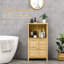 Tour de rangement en bambou avec plusieurs tablettes et portes