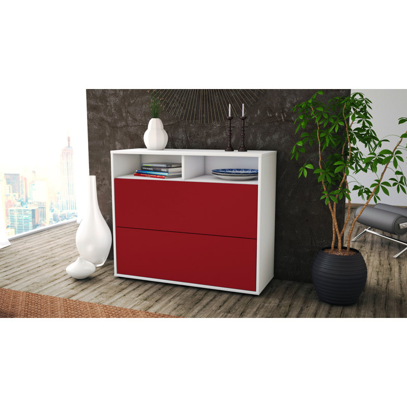 Quarry 92cm Sideboard, White/Red