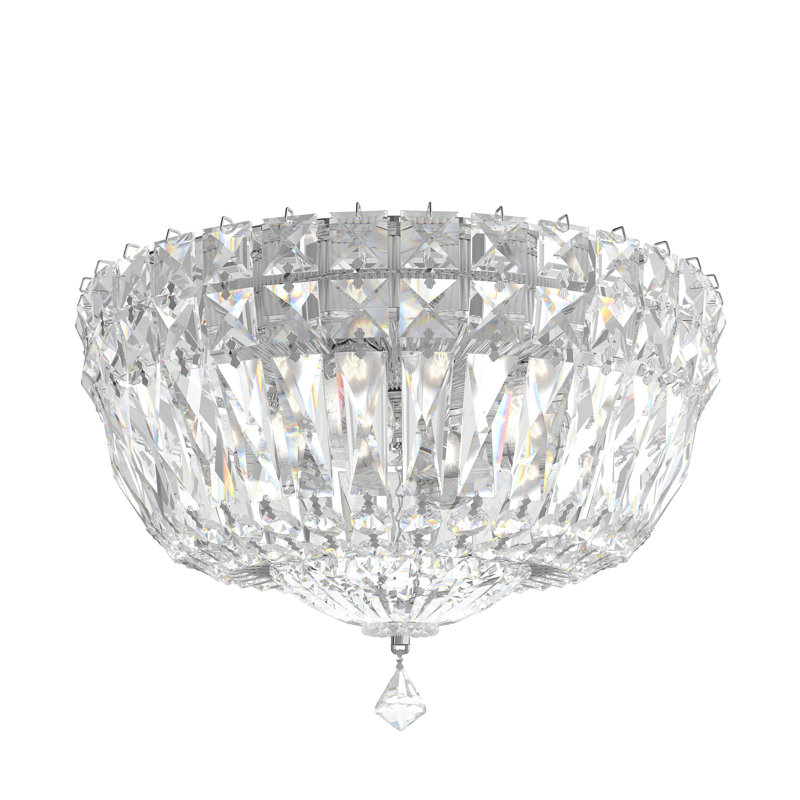 Petit Crystal Deluxe 4 Light 10in x 7in Flush Mount in Silver with Clear Radiance Crystals, Silver, Czech