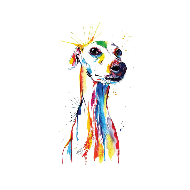 Whippet Good by Weekday Best - Painting on Canvas, 20.32 cm H x 30.48 cm W, Wrapped Canvas