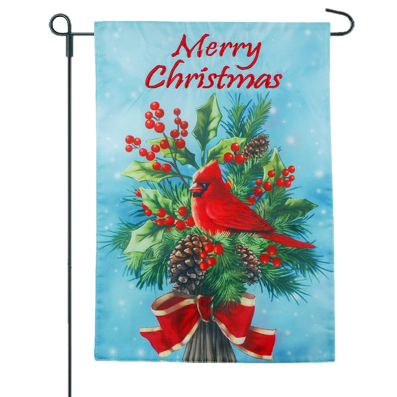En toile jute de noël cardinal 2 côtés 18 x 13 po drapeau de jardin