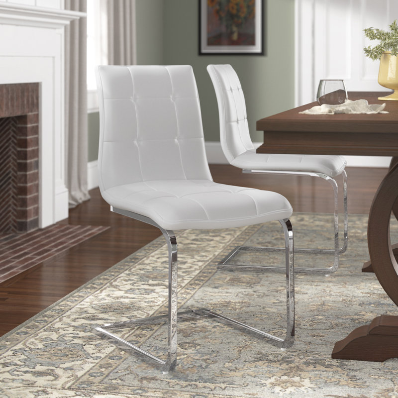Chaise d'appoint rembourrée Jonasia, Blanc