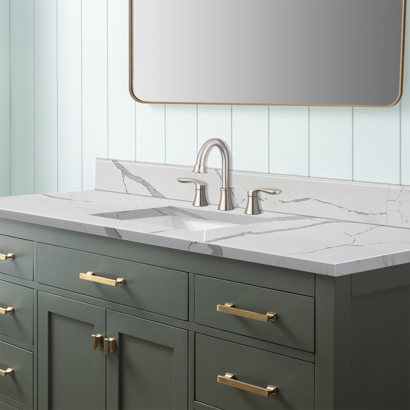 60'' Quartz Single Bathroom Countertop with Sink – For Vanity Replacement, No Cabinet