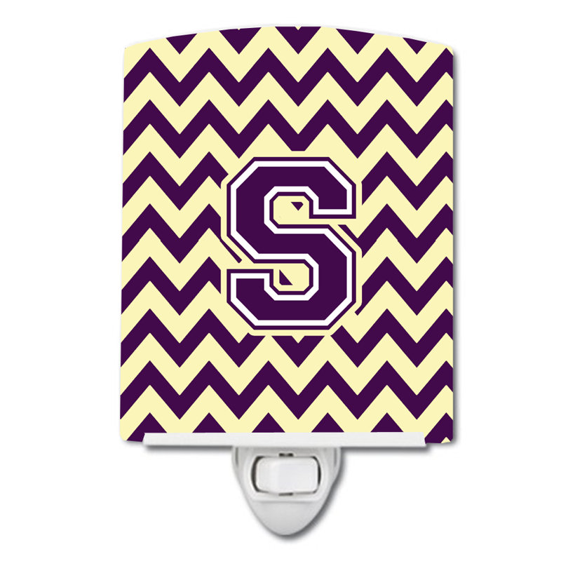 Éclairage de nuit en céramique chevron, Mauve / doré, S