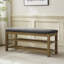Upholstered Storage Bench with Double-Tier Shoe Rack-1998876403