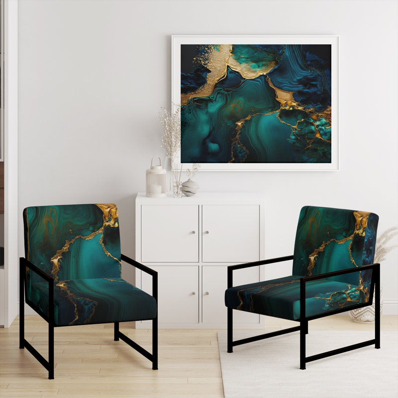 Cullivan - Fauteuil d'appoint rembourré en marbre, Noir, noir, noir, noir