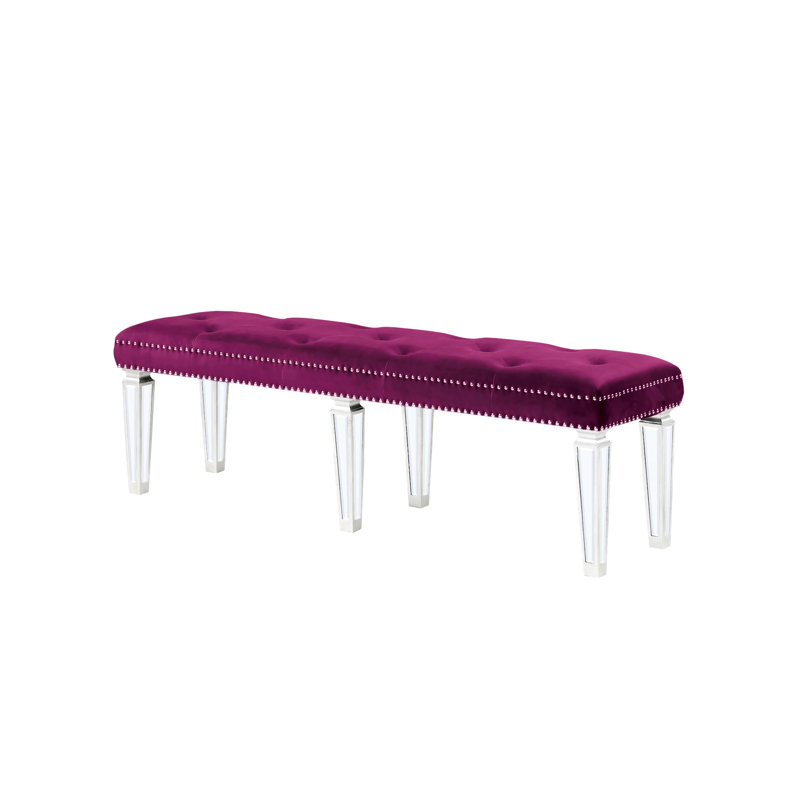 Hallmark Upholstered Bench with Tapered Leg, Purple