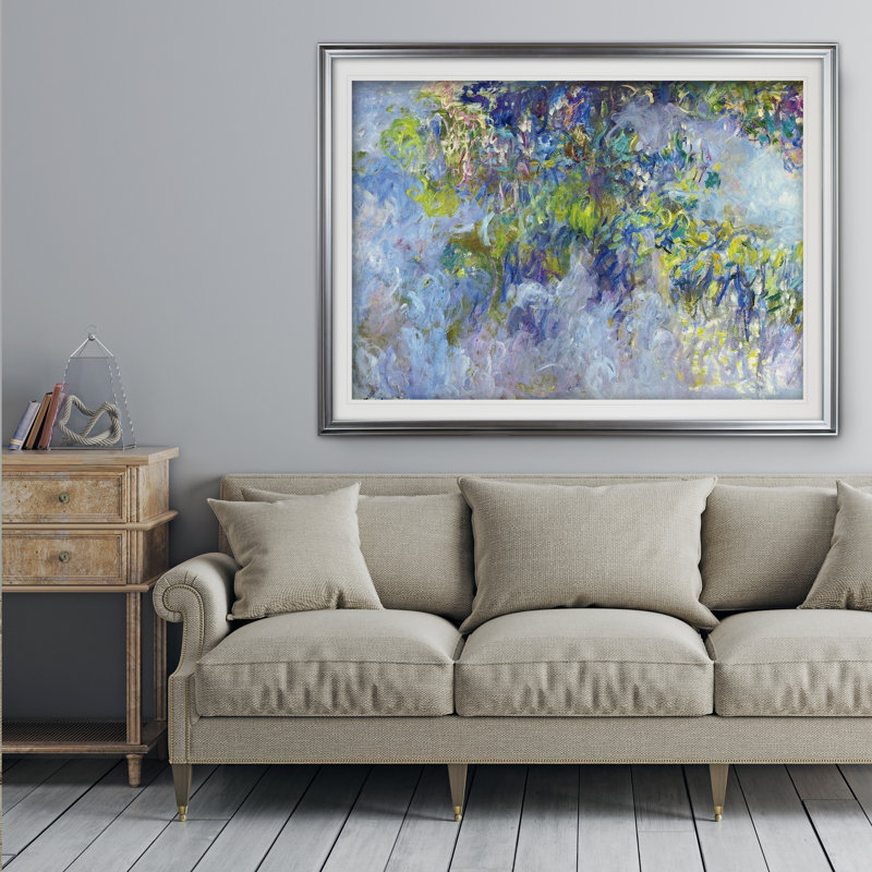 «Wisteria» par Claude Monet, reproduction, Impression encadrée, H 31 po x l 43 po x P 1,5 po, Argent argent