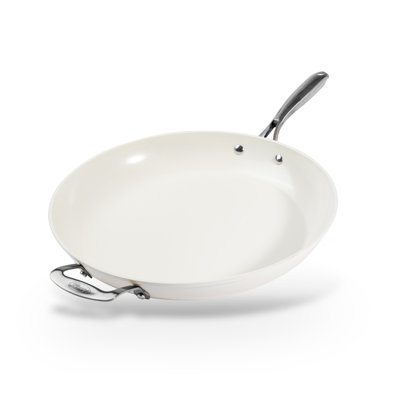 Gotham Steel Cream 14'' Ultra Nonstick Ceramic Family Pan with Helper Handle