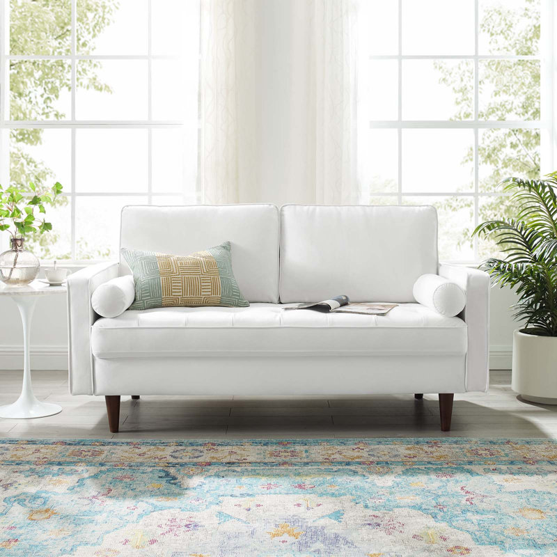 Valour Performance Velvet Loveseat, White