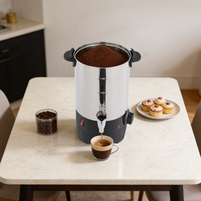Cafetière professionnelle 5,3 l en acier inoxydable, température réglable, 1000 W, avec protection contre la surchauffe, idéale pour les buffets, les événements et les bureaux.